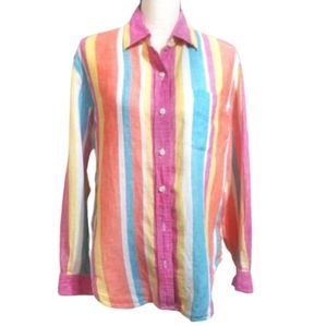 🌟 Jones Of New York Linen Colorful Button Down Top